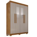 Ver imagem 2 de Guarda-Roupa com Pés e Espelho 4 Portas 3 Gavetas 100% MDF Veneza Off White/Cinamomo