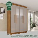 Ver imagem 7 de Guarda-Roupa com Pés e Espelho 4 Portas 3 Gavetas 100% MDF Veneza Off White/Cinamomo