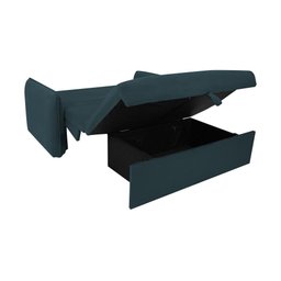 Sofá Cama para Sala de Estar Zaia com Baú Suede Matrix - Petroleo - 6