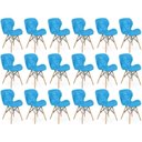 Ver imagem 1 de Kit 18 Cadeiras de Jantar Charles Eames Slim Wood Estofada - Azul