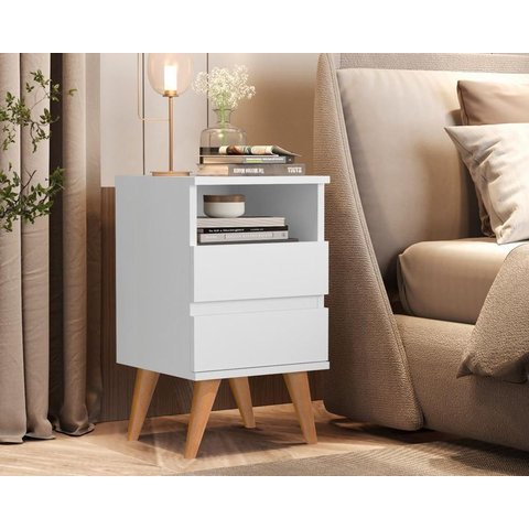 Mesa de Cabeceira Cama Quarto -alamo- 	‎branco/nature