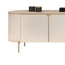 Ver imagem 3 de Painel Estante Home Ripado Trento Freijó P/ Tv 75 C/ Bancada Ariana Off Whitw - Dj Móveis