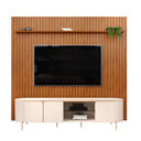 Ver imagem 2 de Painel Estante Home Ripado Trento Freijó P/ Tv 75 C/ Bancada Ariana Off Whitw - Dj Móveis