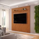 Ver imagem 5 de Painel Estante Home Ripado Trento Freijó P/ Tv 75 C/ Bancada Ariana Off Whitw - Dj Móveis