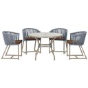 Ver imagem 1 de Mesa com 4 Cadeiras de Jantar Roma 100cm e Noronha em Aluminío Fendi Corda Nautica Estofado 9 Trama