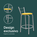 Ver imagem 4 de Kit 6 Banquetas para Balcão Flórida Prata 60cm Cozinha Gourmet Bistrô Bancada Piscina Área de Lazer