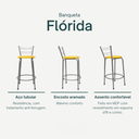 Ver imagem 3 de Kit 6 Banquetas para Balcão Flórida Prata 60cm Cozinha Gourmet Bistrô Bancada Piscina Área de Lazer