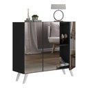 Ver imagem 2 de Sapateira Retrô com Espelho 3 Portas Nina Multimóveis MP6022 Preta/Branca