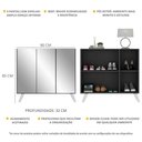 Ver imagem 3 de Sapateira Retrô com Espelho 3 Portas Nina Multimóveis MP6022 Preta/Branca