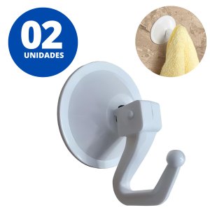 Cabide de Pressão Com Ventosa Branco | Utilimix | Kit 02 Un