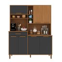 Ver imagem 2 de Armário de Cozinha Frisado 7 Portas 1 Gaveta 160cm Roma Marrom/Freijó/Chumbo