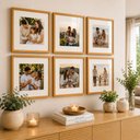 Ver imagem 1 de Kit 6 Quadros Porta Retrato Foto 15x15 Paspatur Branco 22x22:Moldura Marfim