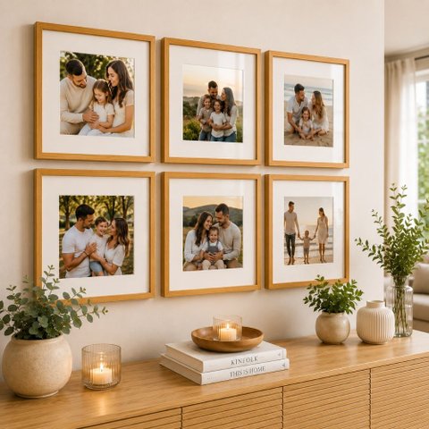 Kit 6 Quadros Porta Retrato Foto 15x15 Paspatur Branco 22x22:Moldura Marfim