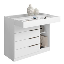 Cômoda 5 Gavetas com Porta Jóia Branco - Aramóveis - 2