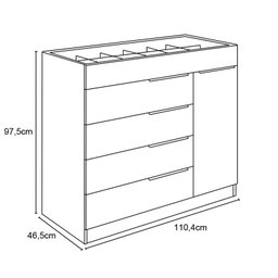 Cômoda 5 Gavetas com Porta Jóia Branco - Aramóveis - 4