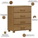 Ver imagem 3 de Cômoda para Quarto Closet 4 Gavetas Madeira Maciça Zahav F06 Freijó - Lyam Decor