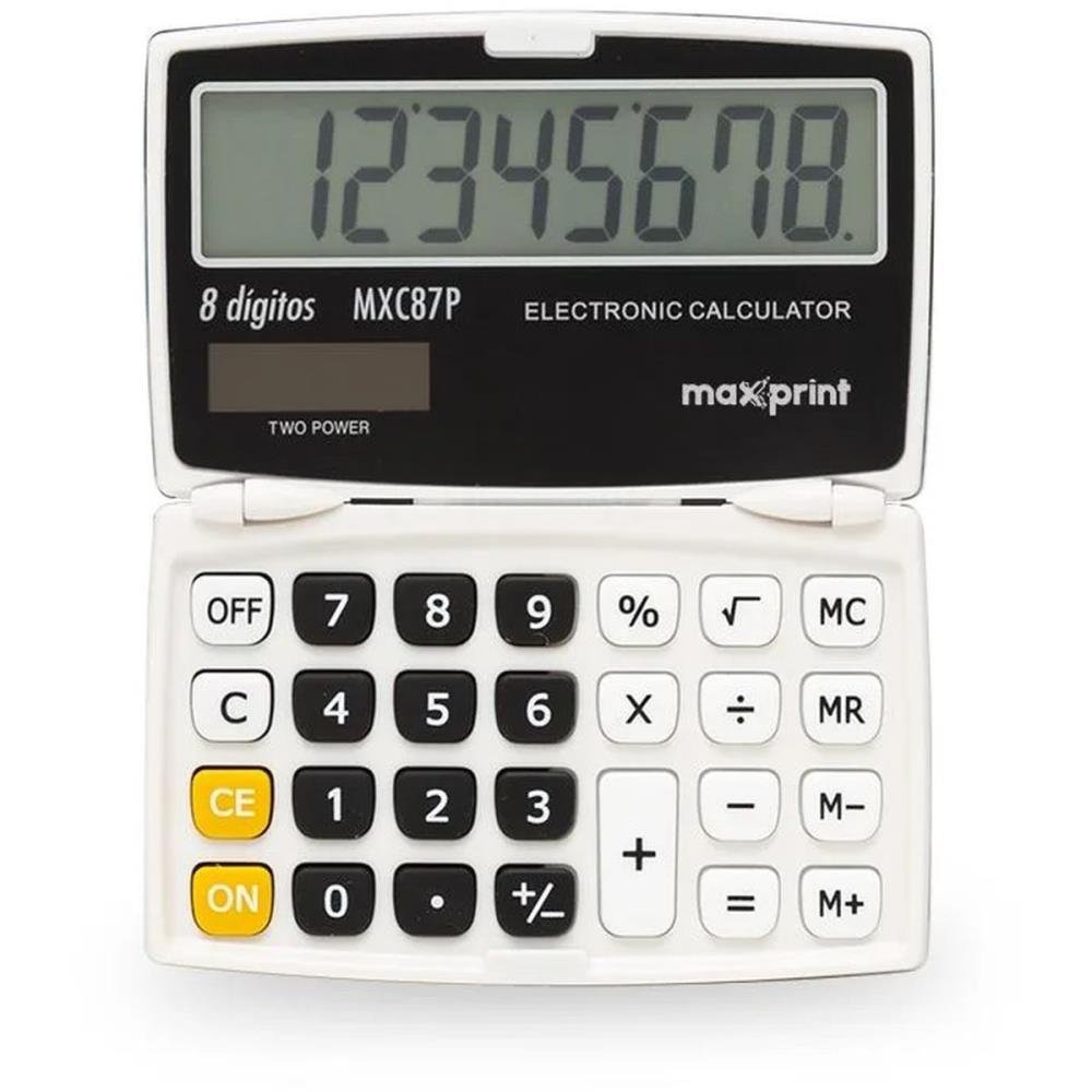 Calculadora De Mesa 8 DIG MX­ C87P BRANCO/PRETO Maxprint | MadeiraMadeira