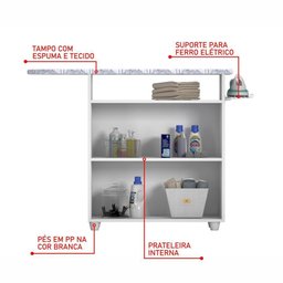 Mesa de Passar Criativa Branco Notável Móveis Branco - 5