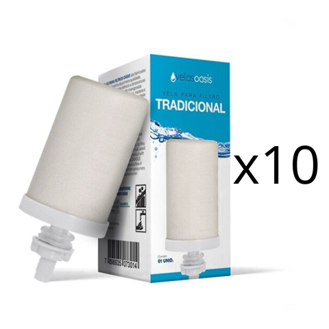 Kit 10 Un Vela Tradicional Oasis P Filtro Agua P Gravidade