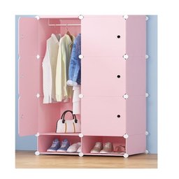 Guarda Roupa Compacto Cabideiro Sapateira Armario Organizador Arara Estante Quarto Camping Rosa - 3