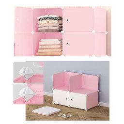 Guarda Roupa Compacto Cabideiro Sapateira Armario Organizador Arara Estante Quarto Camping Rosa - 2