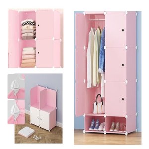 Guarda Roupa Compacto Cabideiro Sapateira Armario Organizador Arara Estante Quarto Camping Rosa