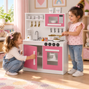 Ver mais imagens de Cozinha Infantil de Madeira com Pia Fogão Forno Acessórios