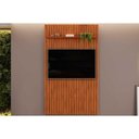 Ver imagem 1 de Rack Bancada C/ Painel P/ Tv até 55 Pol Pratic Ripado 1 Prateleira 143x212cm Freijo - Dj Móveis