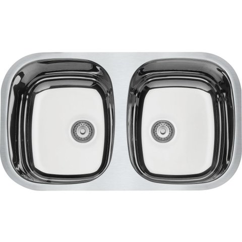 Cuba de Embutir Dupla Tramontina Aço Inox Alto Brilho 77x45