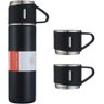 Garrafa Térmica Viagem Inox Kit Vacuum Flask Set 500ml com 3 Xícaras Quente Frio - 2