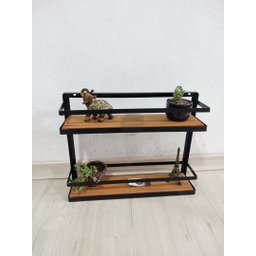 Suporte flores decorativo ferro madeira artesanal rústico - 6