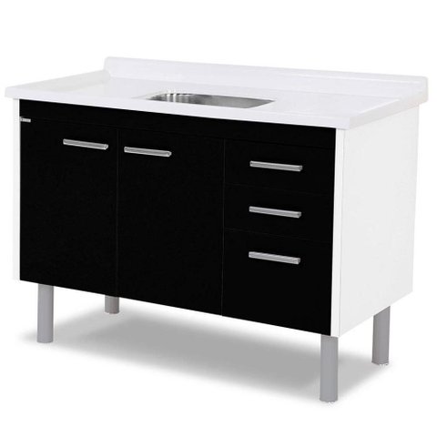 Armário Cozinha 116,2cm Valenza Tp 42 Texturizado Preto 560142 A.j. Rorato