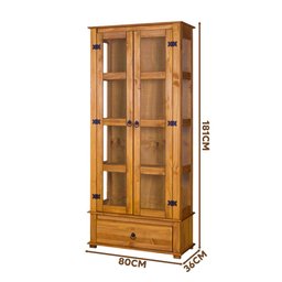 Cristaleira 2 Portas Rústica Madeira Maciça Vidro Lateral Mel D106vl Denk - 4
