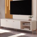 Ver imagem 1 de Rack Bancada Tucupi 1.8 para TV 70 Polegadas MDF Off White Bronze Bechara Móveis
