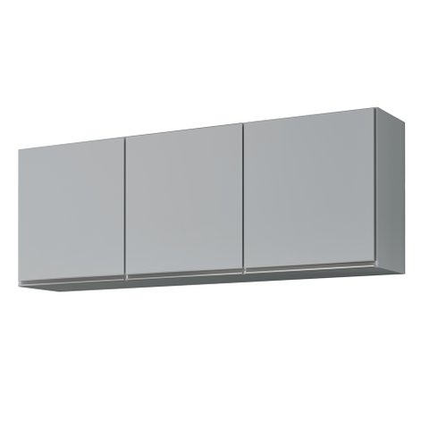 Armário de Cozinha Aéreo 150cm 3 Portas Argélia Cinza Claro - Lumil Lumil Móveis