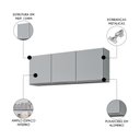 Ver imagem 3 de Armário de Cozinha Aéreo 150cm 3 Portas Argélia Cinza Claro - Lumil Lumil Móveis