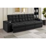 Sofá Confort Premium 2,30m Assento Retrátil/reclinável Porta Copos e Usb Suede Preto - Xflex - 1