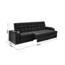 Sofá Confort Premium 2,30m Assento Retrátil/reclinável Porta Copos e Usb Suede Preto - Xflex - 2