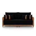 Ver imagem 2 de Sofá Montecarlo 2 Lugares 212cm Veludo/pu Preto/caramelo