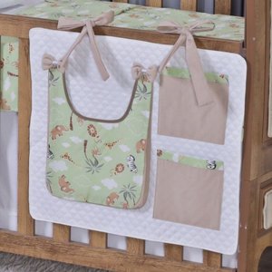 Porta Treco e Fralda Organizador Quarto de Bebê Menino Menina 1 Peça com Laço:safari Verde