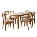 Ver imagem 7 de Mesa Jantar 1,80m Orgânica 6 Lugares com 6 Cadeiras Estofadas e Encosto Tela Palha 100% MDF Dalla