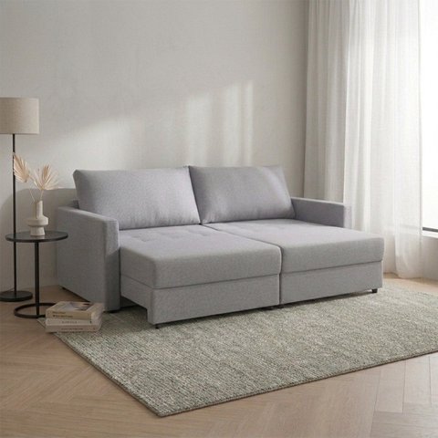 Sofá-cama Retrátil e Reclinável com Baú 2 Lugares 200cm Utila