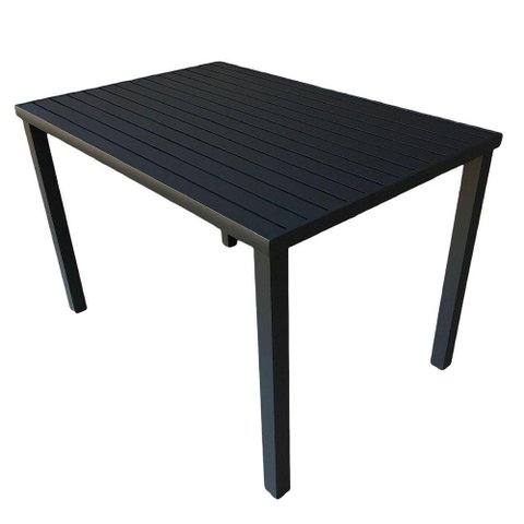 Conjunto Mesa Retangular 1.20x0.80 com 4 Cadeiras Roma em Alumínio Área Externa Preto