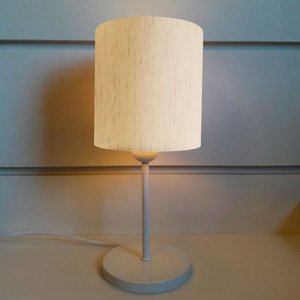 Abajur Cabeceira Para Quarto Cilíndrico Vivare Md-2010 Cúpula em Tecido - Bivolt - Branco / Linho Be