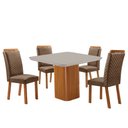 Ver imagem 1 de Mesa de Jantar Eloise 90cm Tampo MDF Vidro Canto Copo com 4 Cadeiras Lorena