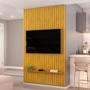 Ver imagem 1 de Painel Ripado para TV 60 pol Sala Quarto 143x240cm Lexa D05 Cedro - Lyam Decor