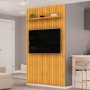 Ver imagem 6 de Painel Ripado para TV 60 pol Sala Quarto 143x240cm Lexa D05 Cedro - Lyam Decor