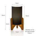 Ver imagem 4 de Abajur de Mesa Vitória Decorativo Pés Madeira Cúpula Tecido:preto