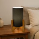 Ver imagem 1 de Abajur de Mesa Vitória Decorativo Pés Madeira Cúpula Tecido:preto