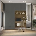 Ver imagem 1 de Guarda Roupa Modular 5 Portas com Mesa e Espelho Altezza Clean Freijó/Titânio